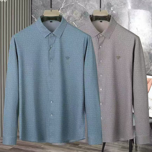 Premium Patterned Formal Shirts for Men  Elegant Blue & Grey Edition