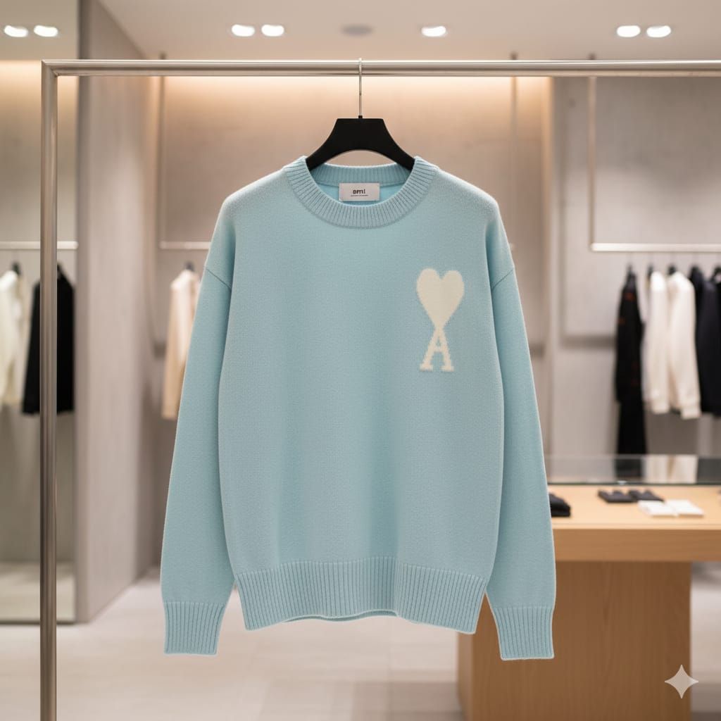 Premium Sweater with Heart Logo  Bold Contemporary Style