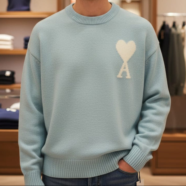 Premium Sweater with Heart Logo  Bold Contemporary Style