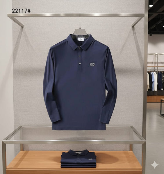 Premium Navy Blue  Initial Logo Full  Sleeve Polo T-Shirt