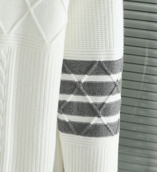 Classic Textured Knit Sweater with Signature Arm Stripe