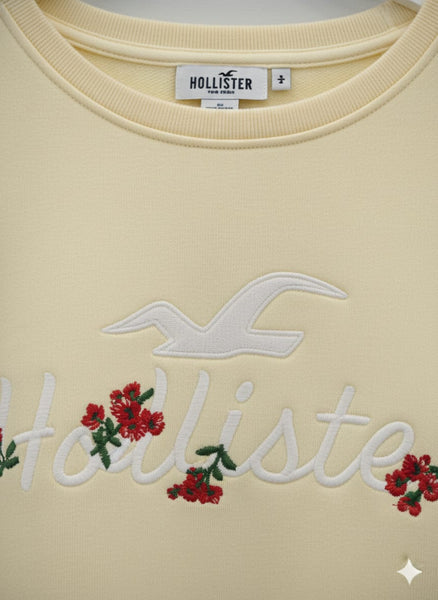 Premium Yellow Crewneck Sweatshirt  Floral Embroidery Edition