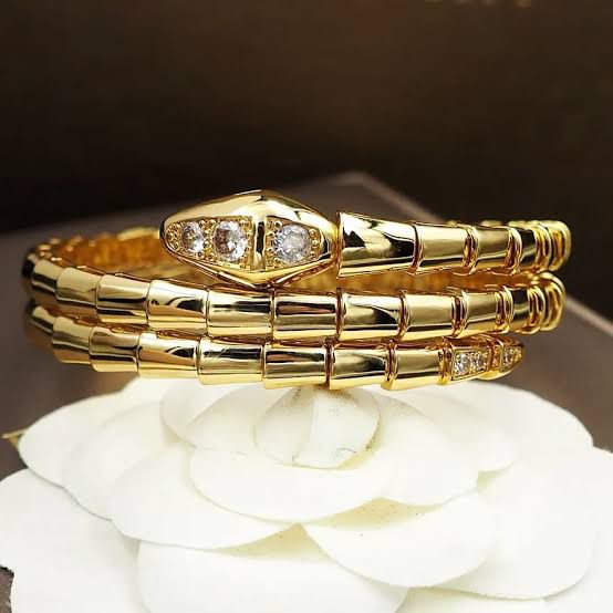 Elegant Gold Serpent Wrap Bracelet  Luxury Snake Head Design
