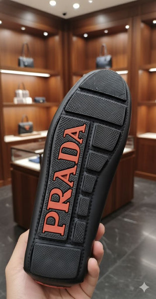 Classic Black Leather Driving Loafers  Luxury Icon with Signature Red Branding