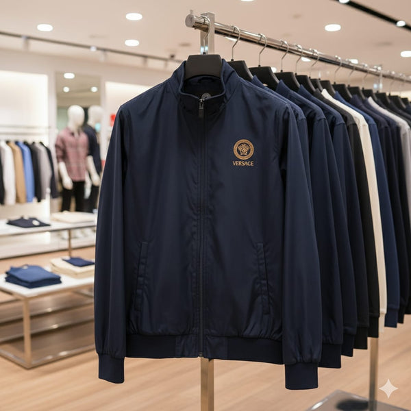 Luxury White Designer Zip-Up Jacket with Signature Emblem