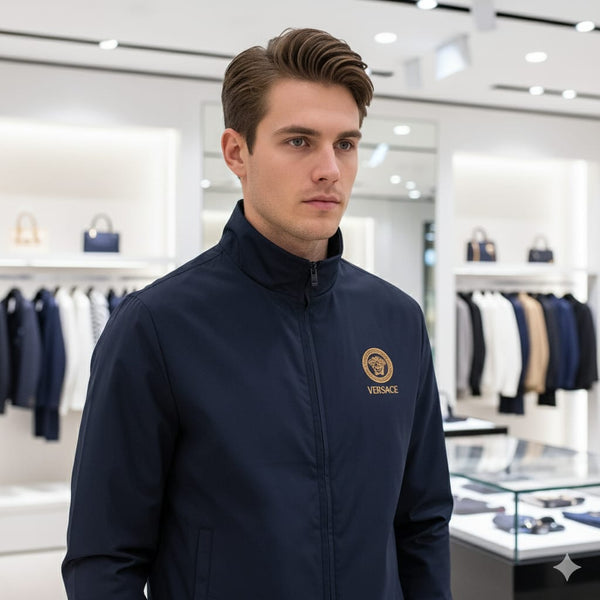 Luxury White Designer Zip-Up Jacket with Signature Emblem