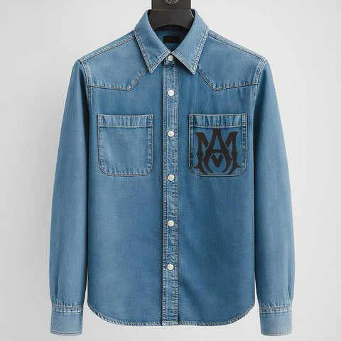 Blue Denim Western Shirt Classic Elegance with Modern Edge