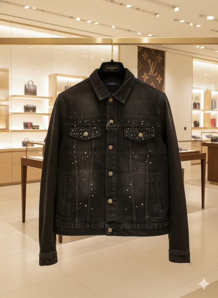 Exclusive Branded Black Studded Denim Jacket