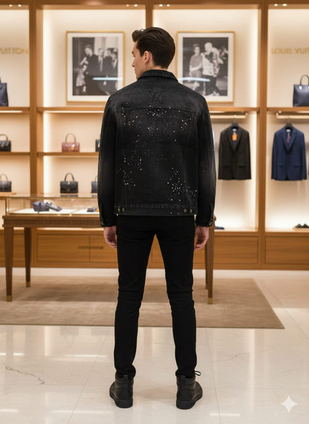 Exclusive Branded Black Studded Denim Jacket