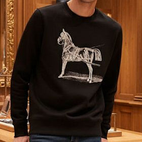 Luxury Horse Print Sweatshirt  Timeless Elegance in Black