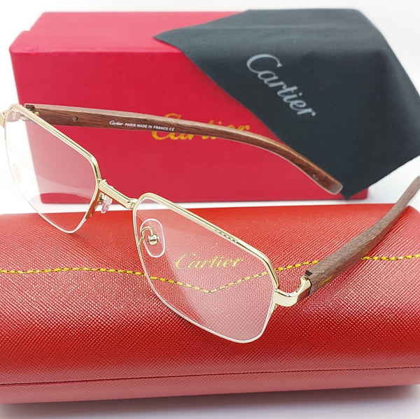 Exclusive Rimless Eyeglasses Luxury Wooden Temple Frame