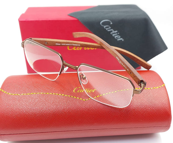 Exclusive Rimless Eyeglasses Luxury Wooden Temple Frame