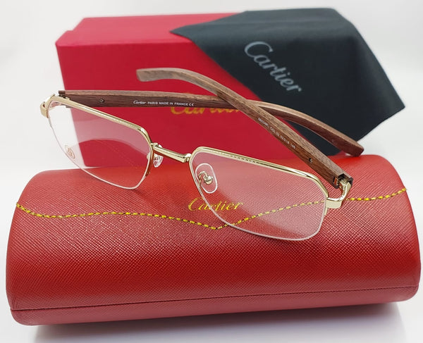 Exclusive Rimless Eyeglasses Luxury Wooden Temple Frame