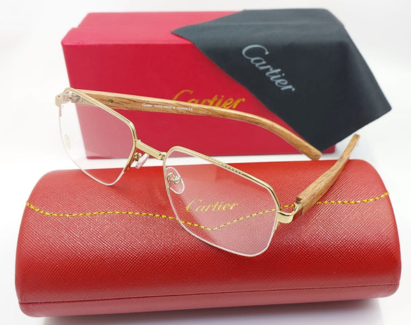Exclusive Rimless Eyeglasses Luxury Wooden Temple Frame