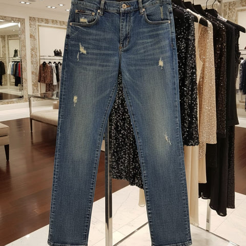 Luxury Designer Lightly Distressed Denim