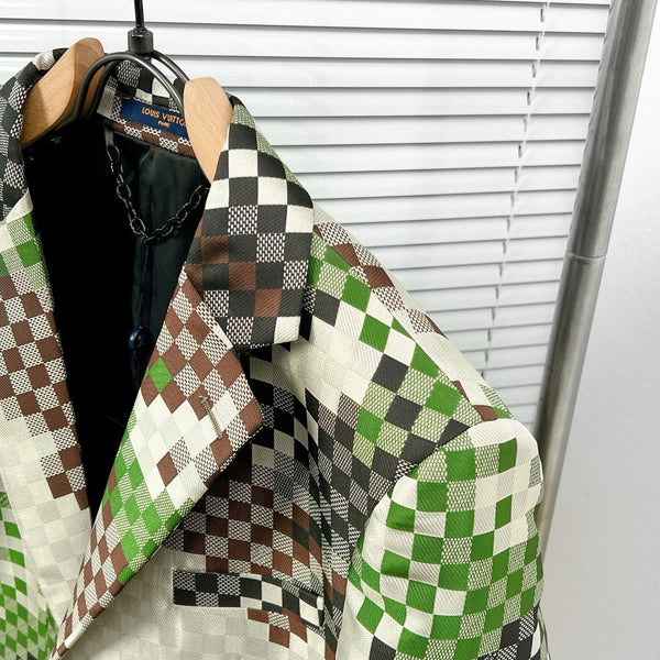 Premium Single-Breasted Tailored Damier Blazer
