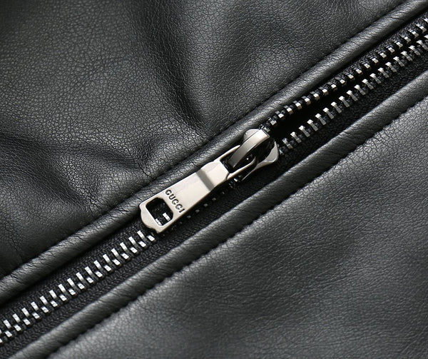 Premium Classic Black Leather Bomber Jacket