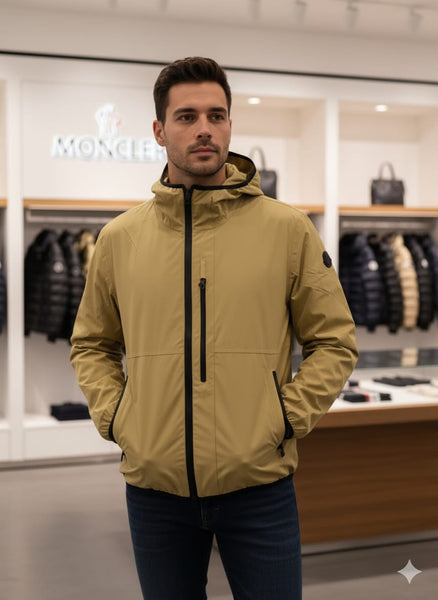 Luxury Beige Technical Hooded Jacket