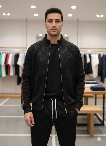 Luxury GG Monogram Tracksuit Red & Green Stripe Edition