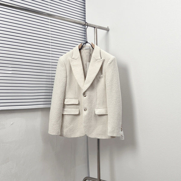 Premium Classic Ivory Textured Blazer  Timeless Elegance”