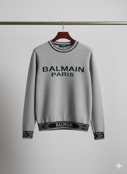 Grey Luxe Logo Pullover Premium Designer Knit