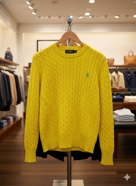 Luxury Yellow Cable-Knit Women’s Pullover