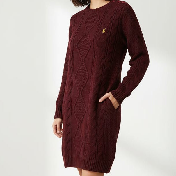 Premium Knitted Dress With Button Detail