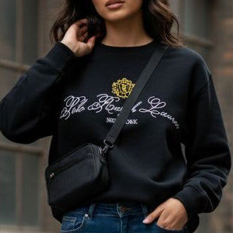 Elegant Heritage Black Sweatshirt for Women