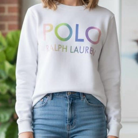 Rainbow Logo Polo Sweatshirt Women’s Casual Luxe Look
