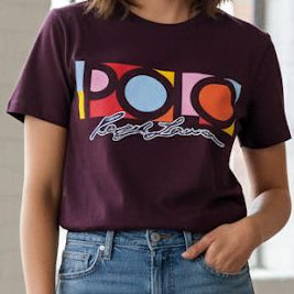 Women’s Retro Color-Block Polo Graphic Tee