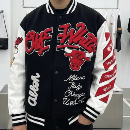 Exclusive Varsity Black  Branded Jackets With Leather Sleeves