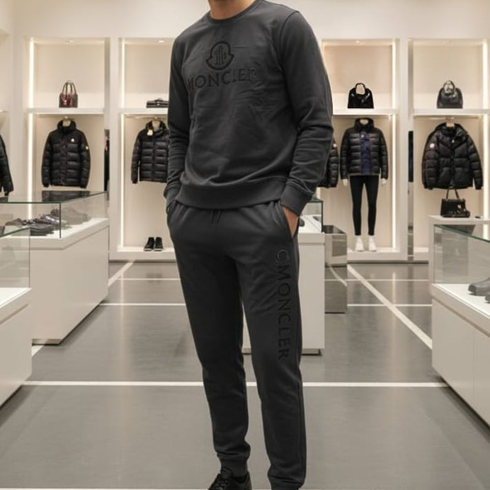 Elite Charcoal Monochrome Men’s Luxury Track Set