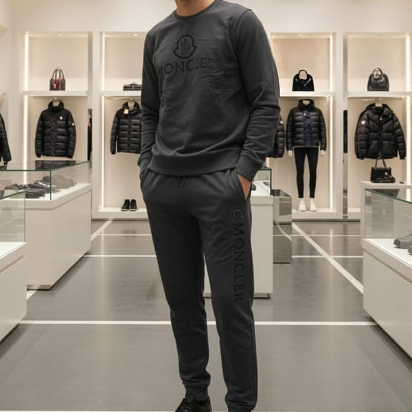 Elite Charcoal Monochrome Men’s Luxury Track Set