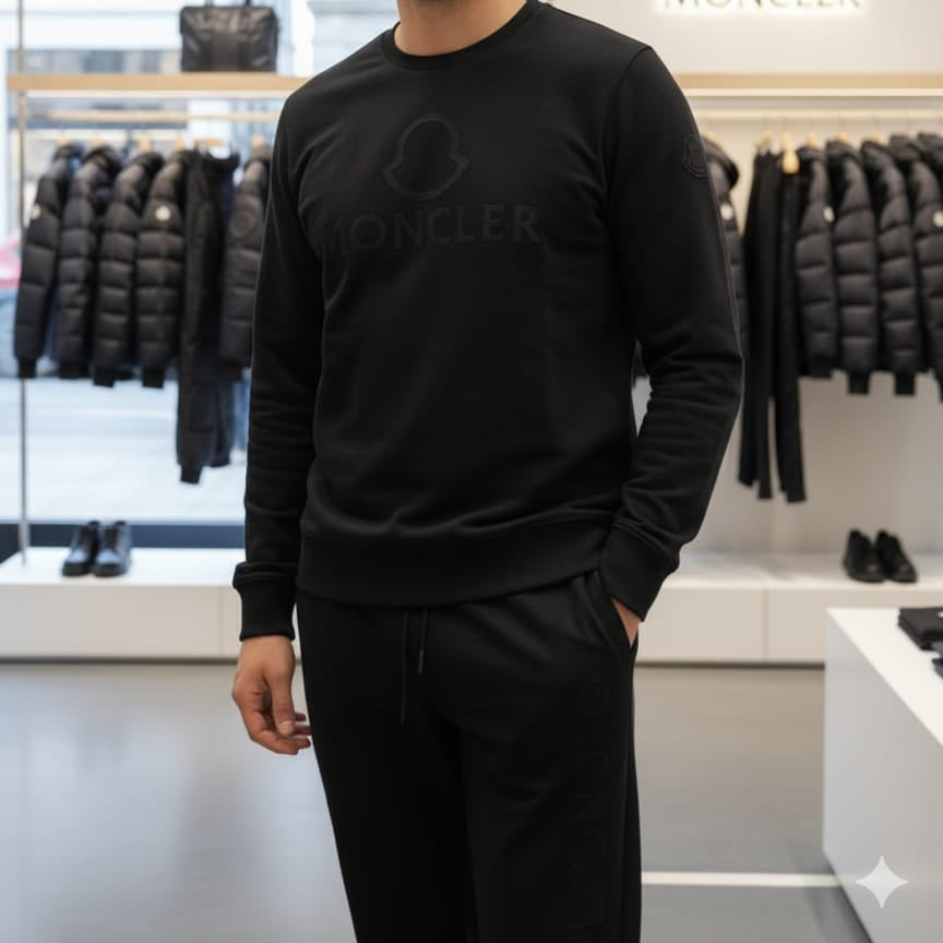 Premium Black Monochrome Men’s Luxury Track Set