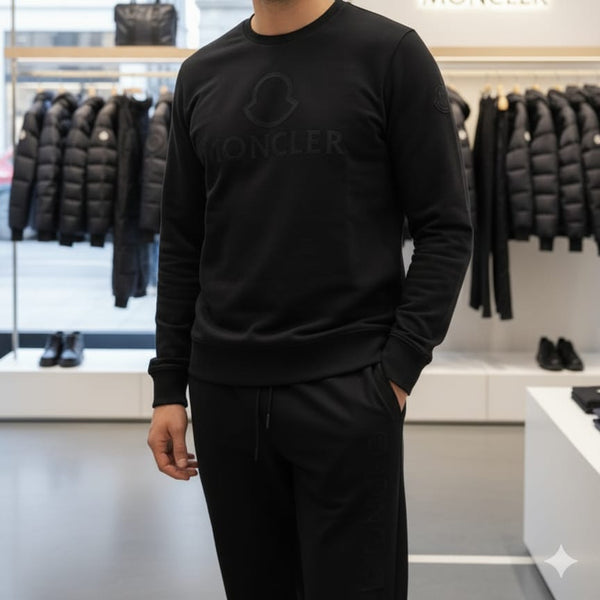 Premium Black Monochrome Men’s Luxury Track Set