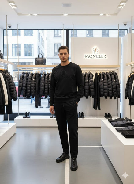 Premium Black Monochrome Men’s Luxury Track Set