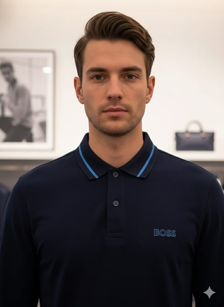 Luxury Brand Signature Long-Sleeve Polo