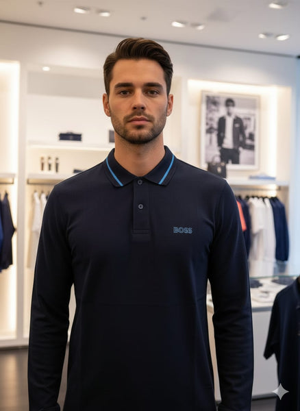 Luxury Brand Signature Long-Sleeve Polo