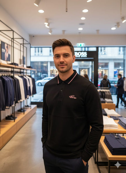 Luxury Brand Signature Long-Sleeve Polo