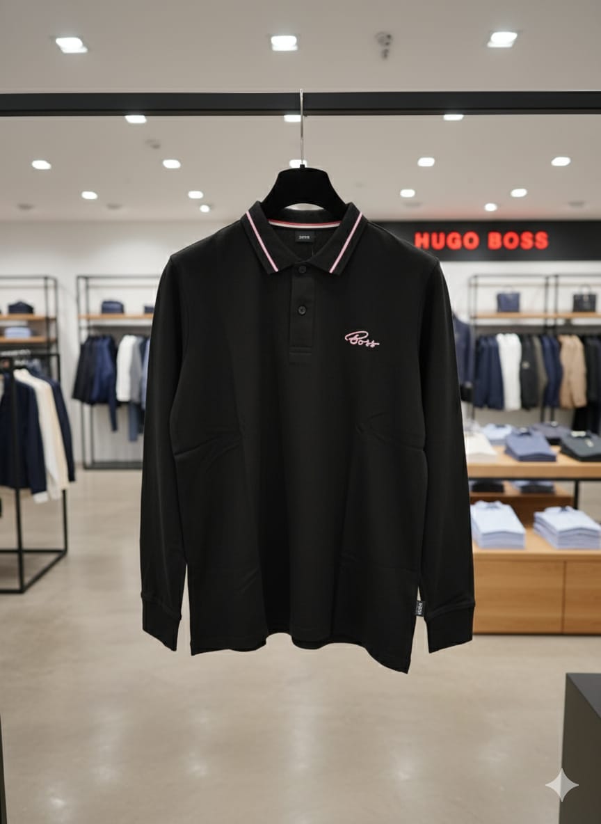 Luxury Brand Signature Long-Sleeve Polo