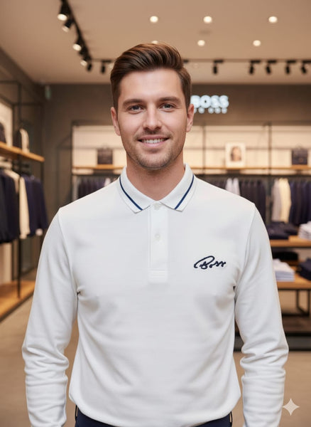 Luxury Brand Signature Long-Sleeve Polo