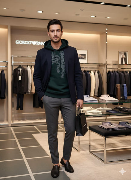 Emerald Luxe Hoodie with Crystal Wing Artwork