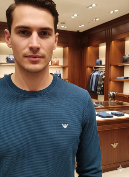 Exclusive  Midnight Teal Luxe Crewneck Pullover