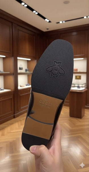 Regal Black Leather Loafers with Signature Dual-G Emblem