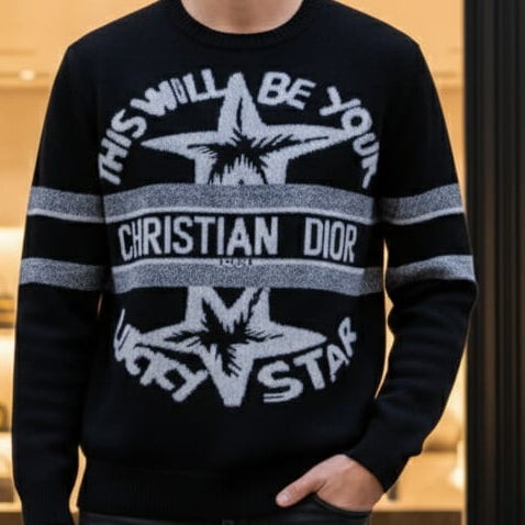 Exclusive  Black “Lucky Star” Knit Pullover