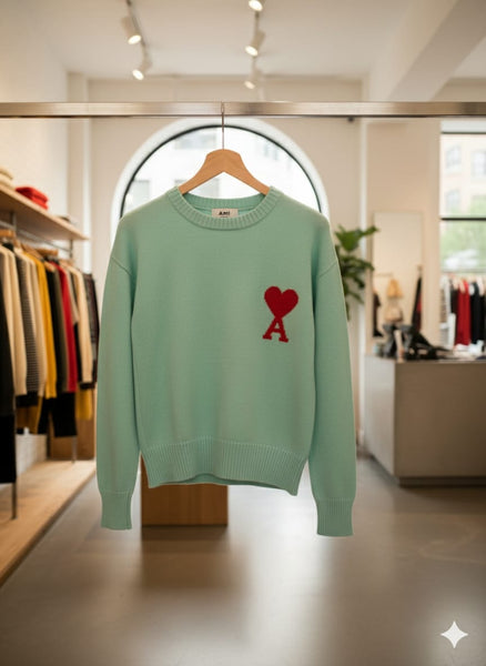 Mint Green Heart Logo Pullover for Women