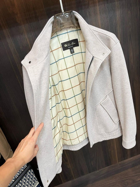Luxury  Wool Blend Jackets with Minimalist Stand Collar