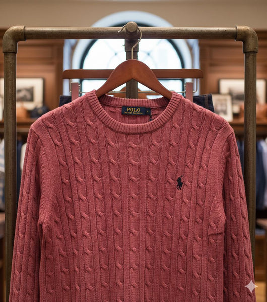 Elegant Rose Pink Cable Knit Sweater for Women