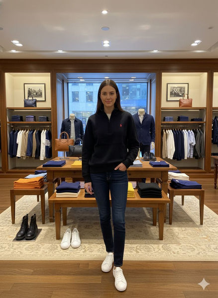 Elegant Classic Black Half-Zip Sweatshirt for Men