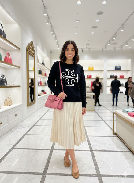 Stylish Black Sweatshirt with Embroidered Front Design